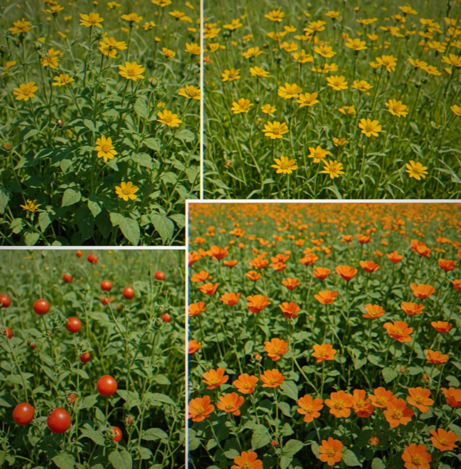 Split screen showing isolated tomato crop taking 8 days versus synergy-optimized crop at 3.2 days maturity